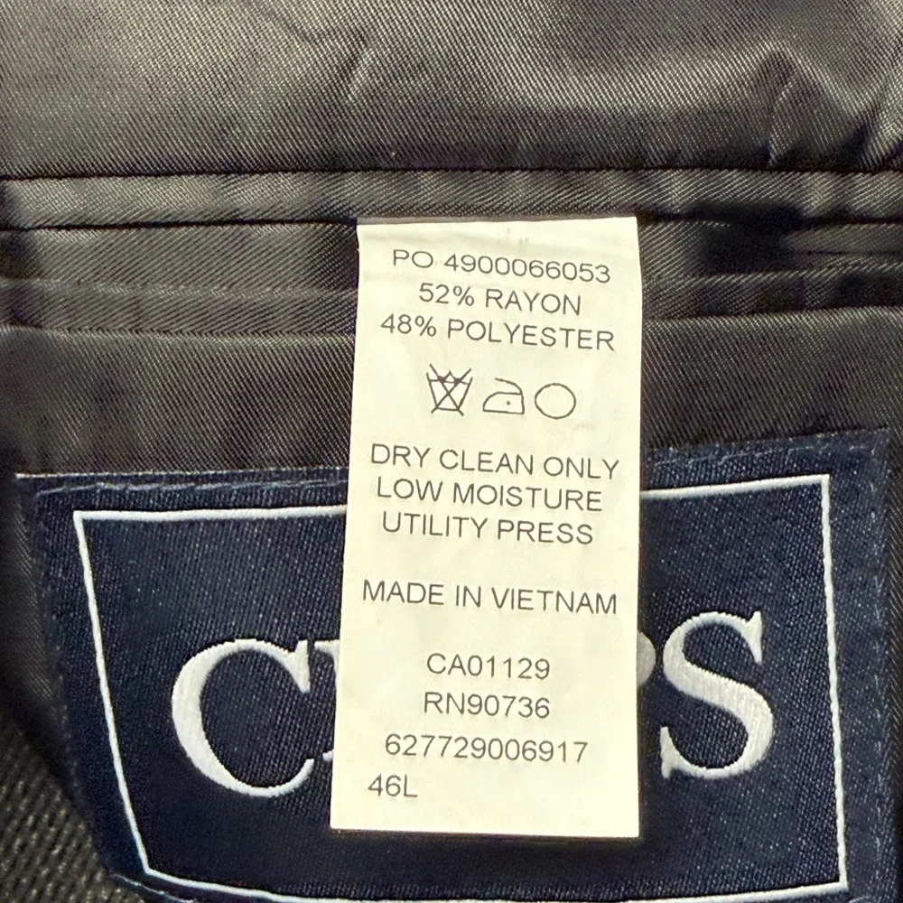 Chaps Men's Dark Charcoal Two-Button Sport‎ Coat